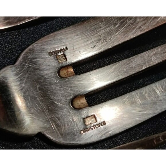 Mixed Lot Of CHRISTOFLE France Silverplate 1 Serving, 2 Salad Forks NO MONOGRAM - Picture 8 of 10